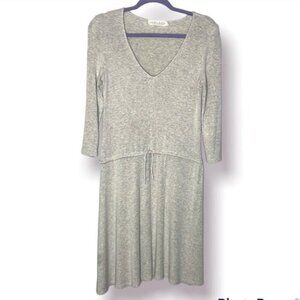 LA Relaxed XS Beige Oatmeal Modal Long Sleeve Drawstring Soft Cozy Comfy Dress